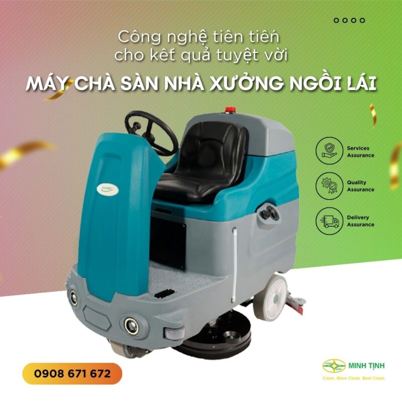 Sàn nhà xưởng sạch tuyệt vời với máy chà sàn nhà xưởng ngồi lái